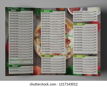 Italian menu restaurant tri-fold card