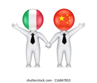 Italianchinese Cooperation Conceptisolated On White Background3d Stock ...