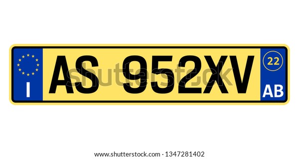 Italy car plate.\
Vehicle registration\
number