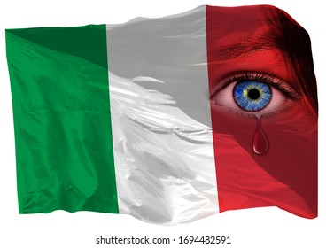 Italy Country Flag With Human Eye And Tear Drop