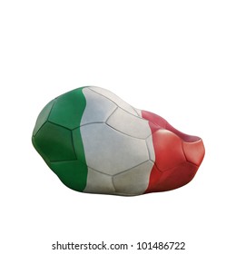 Italy Deflated Soccer Ball Isolated On White