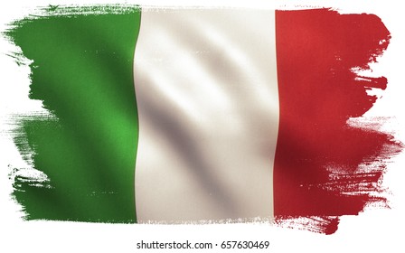 Italy flag background with fabric texture. 3D illustration.