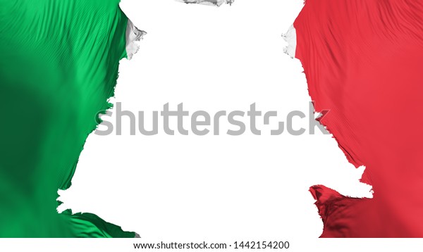 Italy\
flag ripped apart, white background, 3d\
rendering