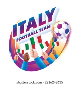 Italy Football Team Masthead Logo With National Flag Of Italy