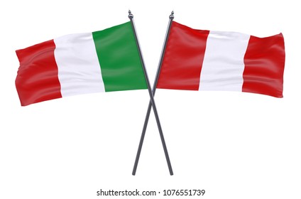 Italy Peru Two Crossed Flags Isolated Stock Illustration 1076551739 ...