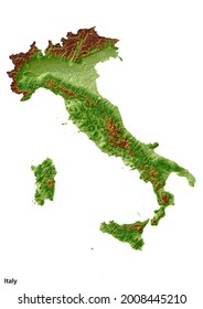 Italy Topography Map (3D Rendering)