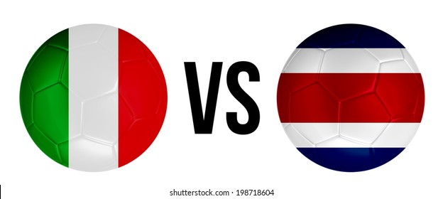 Italy VS Costa Rica soccer ball concept isolated on white background