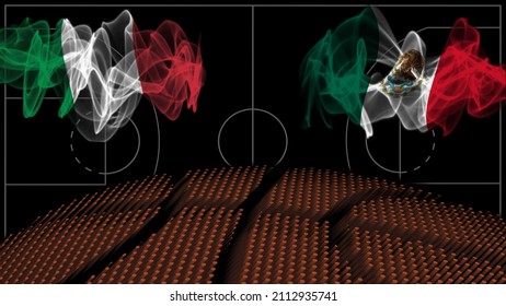 Italy Vs Mexico Basketball, Smoke Flag, Sport Game