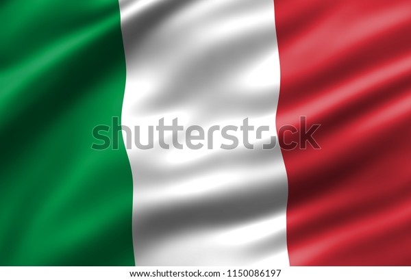 なびくイタリア国旗のデザイン のイラスト素材