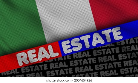 Italy Wavy Fabric Flag, Real Estate Title, 3D Illustration