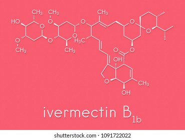 Ivermectin Antiparasitic Drug Molecule. Used In Treatment Of River Blindness, Scabies, Head Lice, Etc. Skeletal Formula.