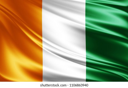 Ivory Coast Flag Of Silk-3D Illustration 