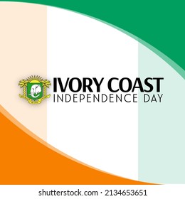 Ivory Coast Happy Independence Day illustration with Ivory Coast coat of arms and flag silhouette. - Powered by Shutterstock