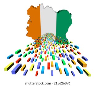 Ivory Coast map flag with containers illustration