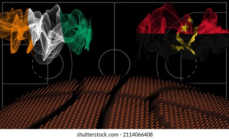 Ivory Coast Vs Angola Basketball, Smoke Flag, Sport Game