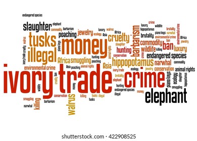 Ivory Trade - Environmental Crime Issues And Concepts Word Cloud Illustration. Word Collage Concept.