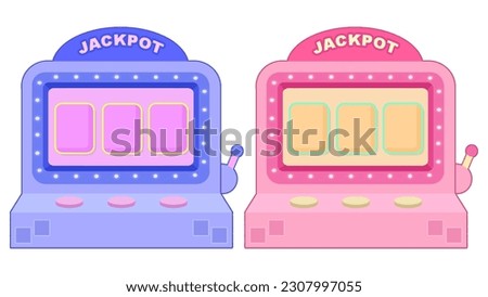 Jackpot machine vector illustration, Retro Slot Machine, Flat Illustration, Mesin Jackpot Ilustrasi