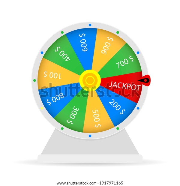 Jackpot win in\
wheel fortune lottery. Happy win in casino, illustration lucky\
gamble entertainment. gamble\
game