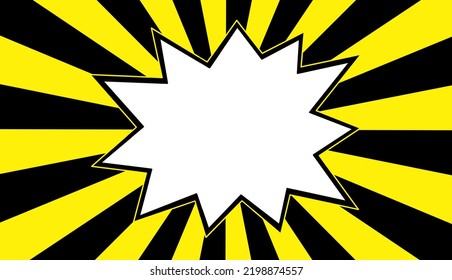 Jagged Speech Bubble On Yellow And Black Sunburst Background