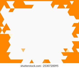 a jagged white shape dominating the center, surrounded by a bold orange background. The white form has irregular edges and angles, giving it a chaotic and fragmented appearance - Powered by Shutterstock