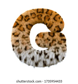 Jaguar Letter G - Large 3d Leopard Font Isolated On White Background. This Alphabet Is Perfect For Creative Illustrations Related But Not Limited To Safari, Wildlife, Nature...