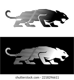 A Jaguar Silhouette Pairs Of Horses To Pounce On Its Prey With Sharp Lines On Its Body That Form The Curves Of Its Body