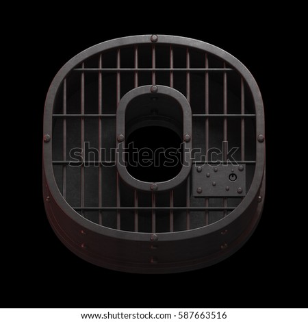 Jail cell font. 3d rendering.