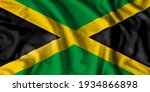Jamaica flag realistic waving for design on independence day or other state holiday. 3D Illustration