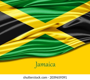 Jamaikanische Flagge für Seide-3D-Illustration