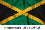 Jamaica flag waving in the wind background illustration, silk