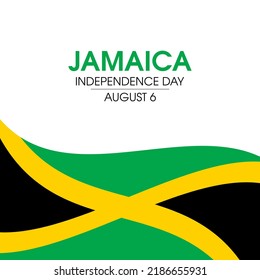 Jamaica Independence Day Illustration. Waving Flag Of Jamaica Icon Isolated On A White Background. Abstract Jamaican Flag Design Element. August 6. Important Day