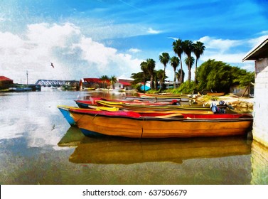 Jamaica. National Boats On The Black River