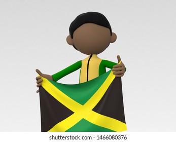 The Jamaican Athlete Who Puts Up A National Flag 3d Illustration