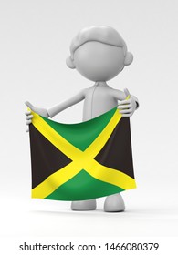 The Jamaican Athlete Who Puts Up A National Flag 3d Illustration