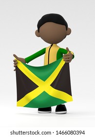 The Jamaican Athlete Who Puts Up A National Flag 3d Illustration