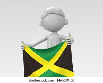 The Jamaican Athlete Who Puts Up A National Flag 3d Illustration