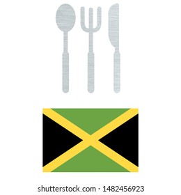 Jamaican Food And Cuisine - Illustration, Icon, Logo, Clip Art Or Image For Cultural Or State Events. Celebrating Independence Day Of Jamaica