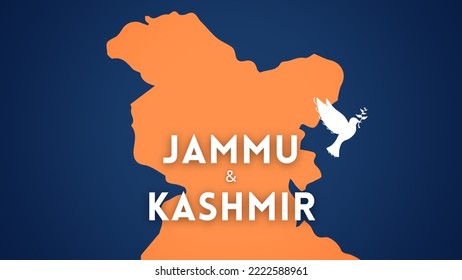 Jammu And Kashmir, India Map With Text And Peace Symbol - Concept Illustration.