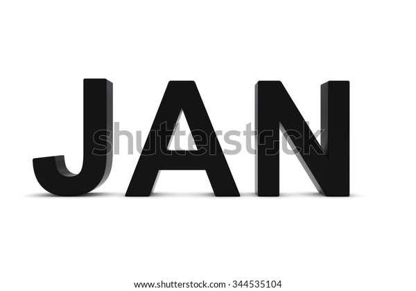 Jan Black 3d Text January Month のイラスト素材