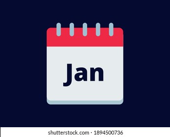 Jan Calendar Icon Illustration, Jan 2021 Calendar Icon Illustration Isolated On White Background, Jan 2021