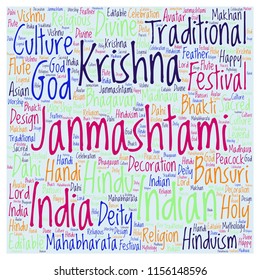 Janmashtami Square Shape Word Cloud Stock Illustration 1156148596 ...