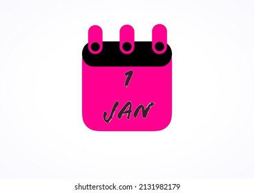 January 1 Calendar Icon On White Background