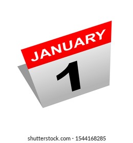 January 1 Calendar On White Background Stock Illustration 1544168285 ...