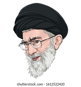 January 12, 2020 Caricature of Ali Khamenei, Ali Hosseini Khamenei The highest leader of Iran,The philosopher, law guardian of Iran, is the head of state, religious leader of Islamic Republic of Iran.