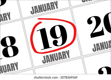 January 19. 19th day of the month, calendar date. Winter month, day of the year concept
