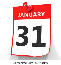 January 31. Calendar on white background. 3D illustration.