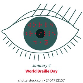  January 4 World Braille Day poster with abstract eye and bragille font - Powered by Shutterstock