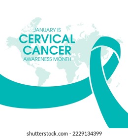 January is Cervical Cancer Awareness Month illustration. Cervical cancer teal awareness ribbon icon isolated on a white background. Important day - Powered by Shutterstock