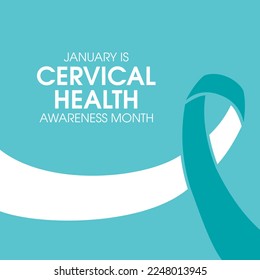 January is Cervical Health Awareness Month illustration. Cervical cancer teal white awareness ribbon icon. Important day - Powered by Shutterstock