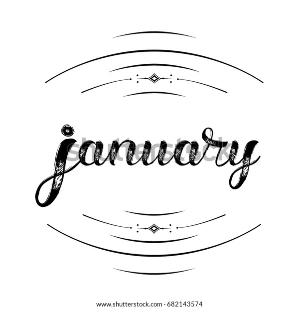 January Decorative Calendar Title Grunge Cursive Stock Illustration